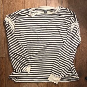 SHEIN Black and Cream Striped Top